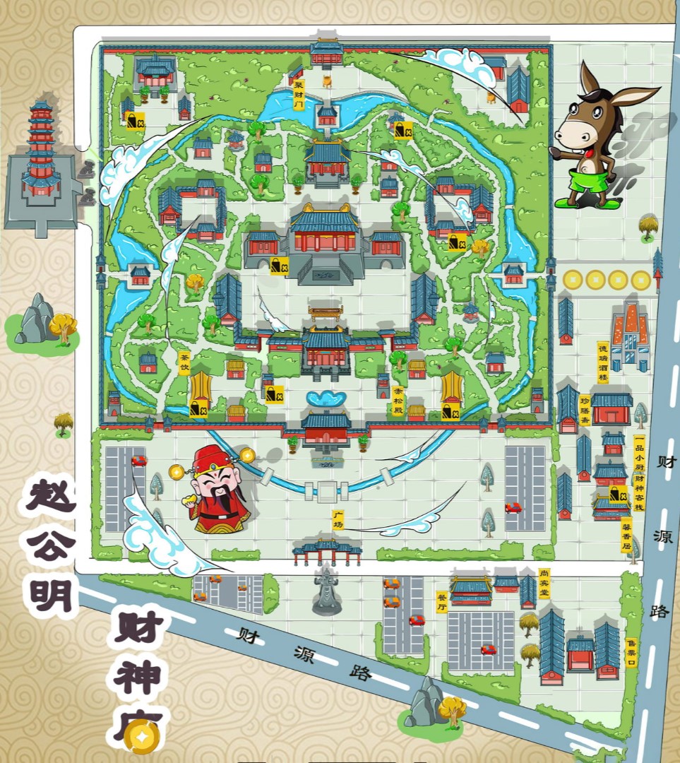 凤阳寺庙类手绘地图